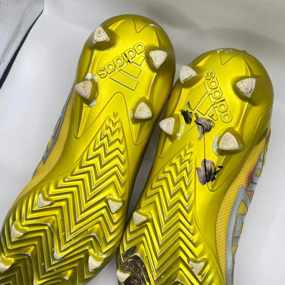 Adidas Adizero Football Cleats Mens 10 Yellow Silver FZ0703 Speed Spikes Sport